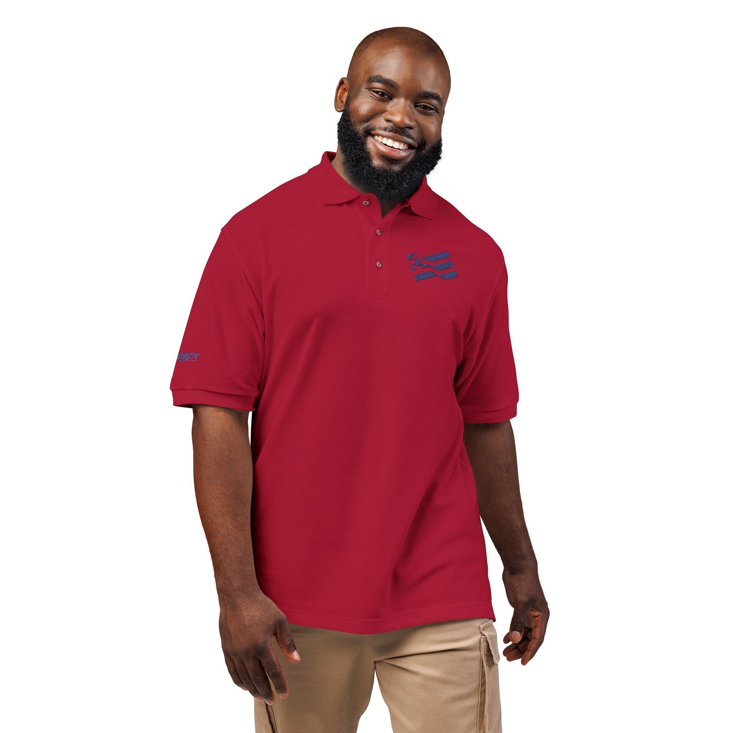 Embroidered Greek Flag Polo Shirt — Subtle Patriotic Workwear