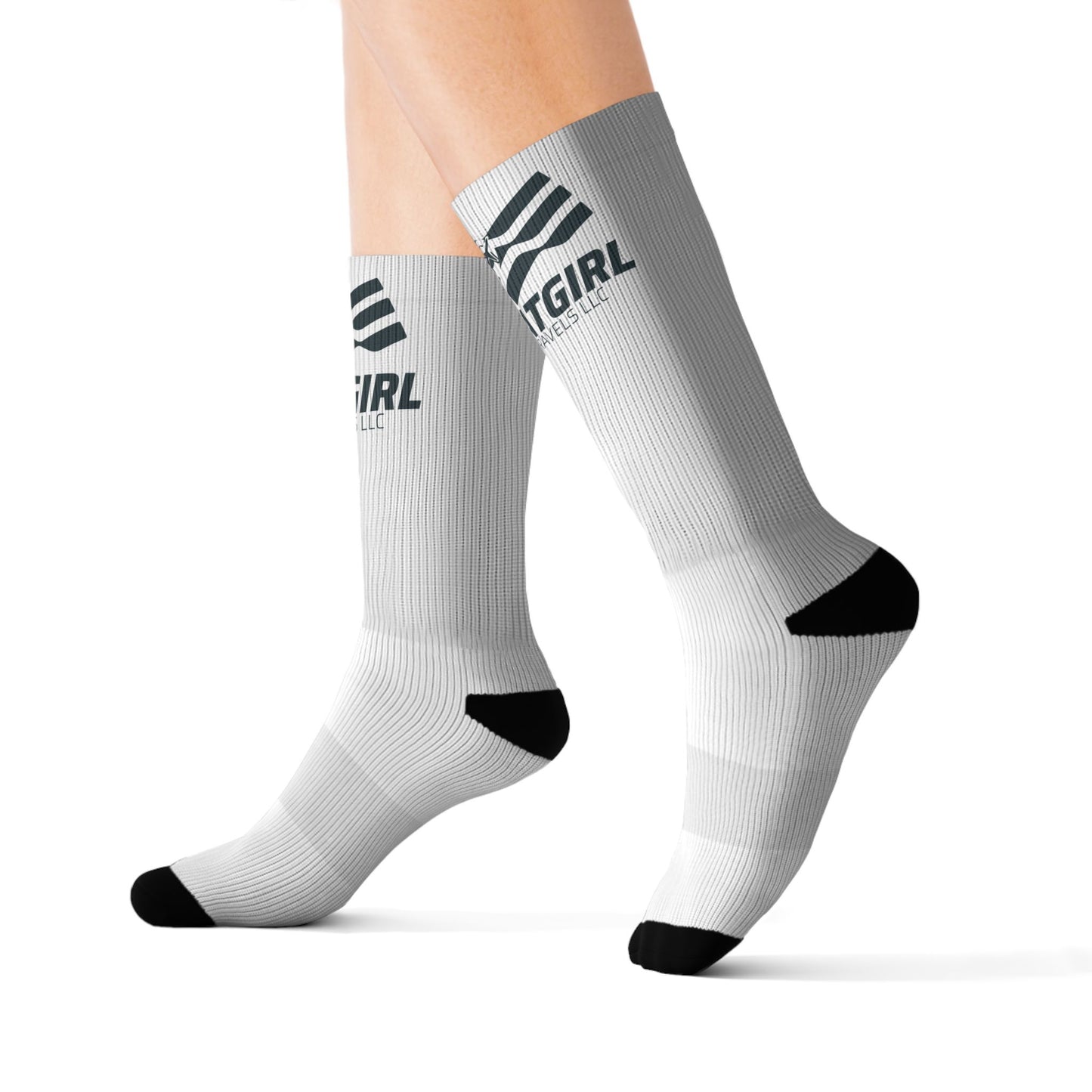 Sporty Sublimation Socks — 'GIRL' Logo Athletic Crew Socks