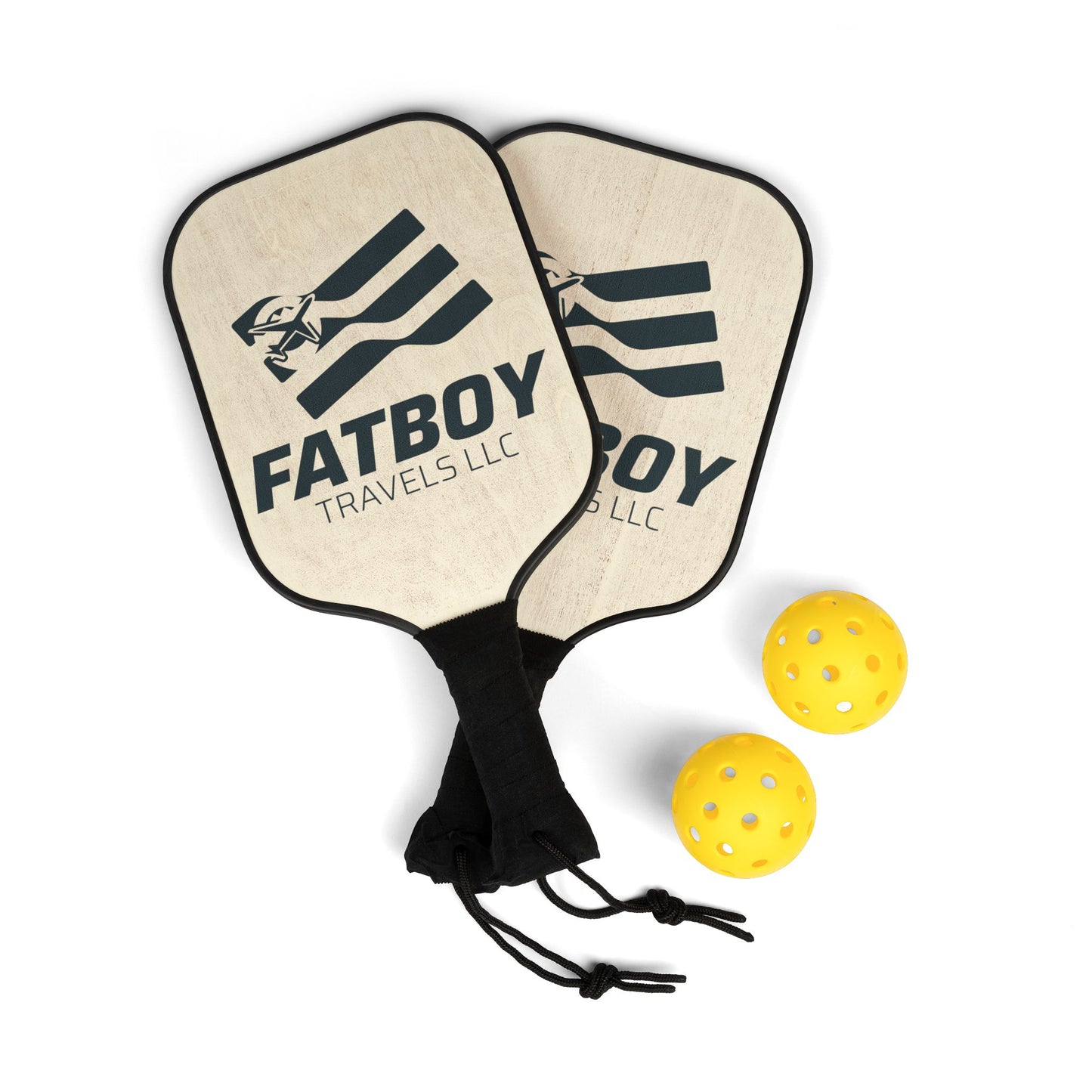 Pickleball Paddle Set — Fatboy Logo Pickleball Kit with 2 Paddles & Balls