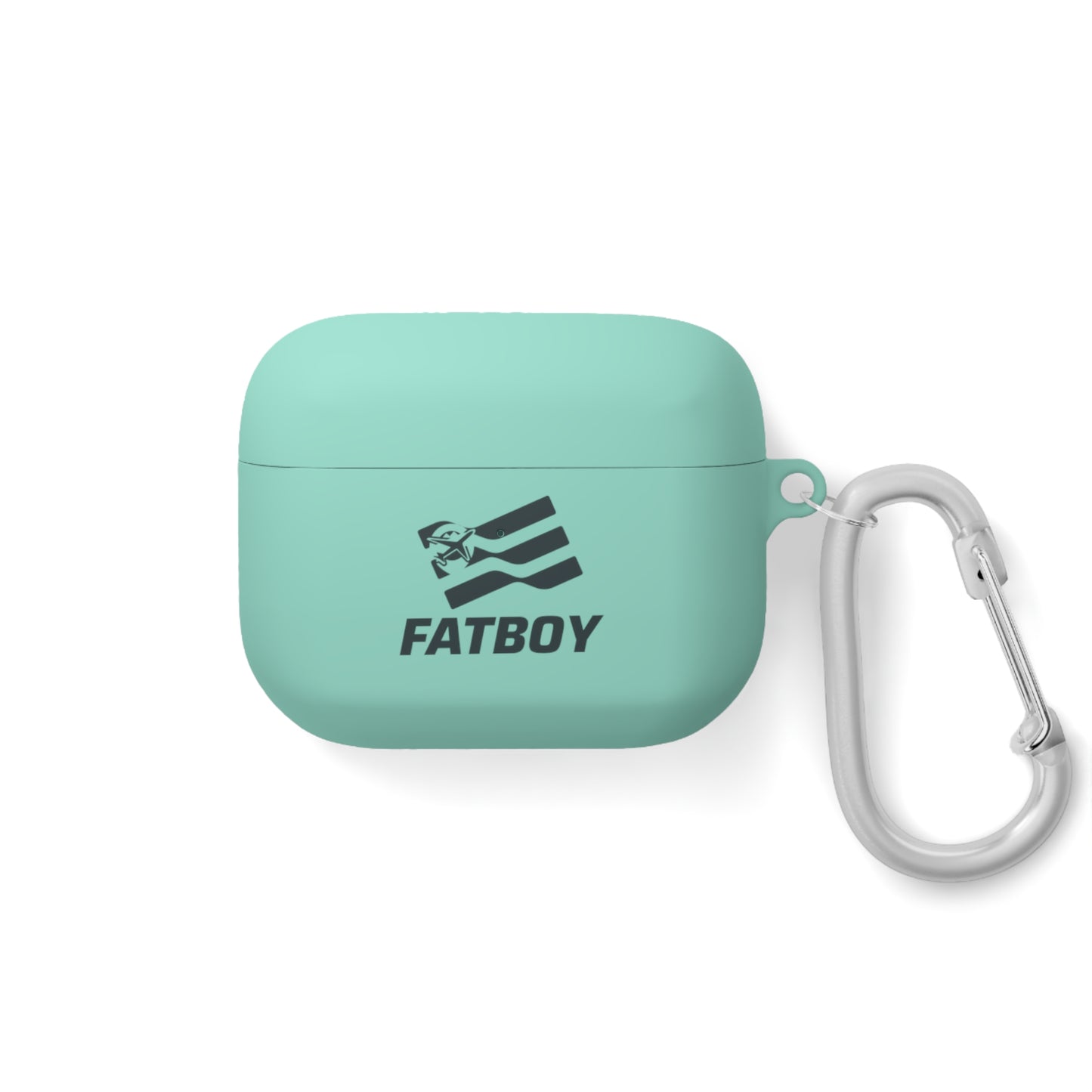 AirPods Case — "FATBOY Travels LLC" Logo Protective Cover with Carabiner