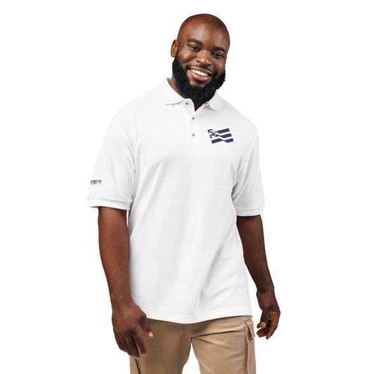 Embroidered Greek Flag Polo Shirt — Subtle Patriotic Workwear