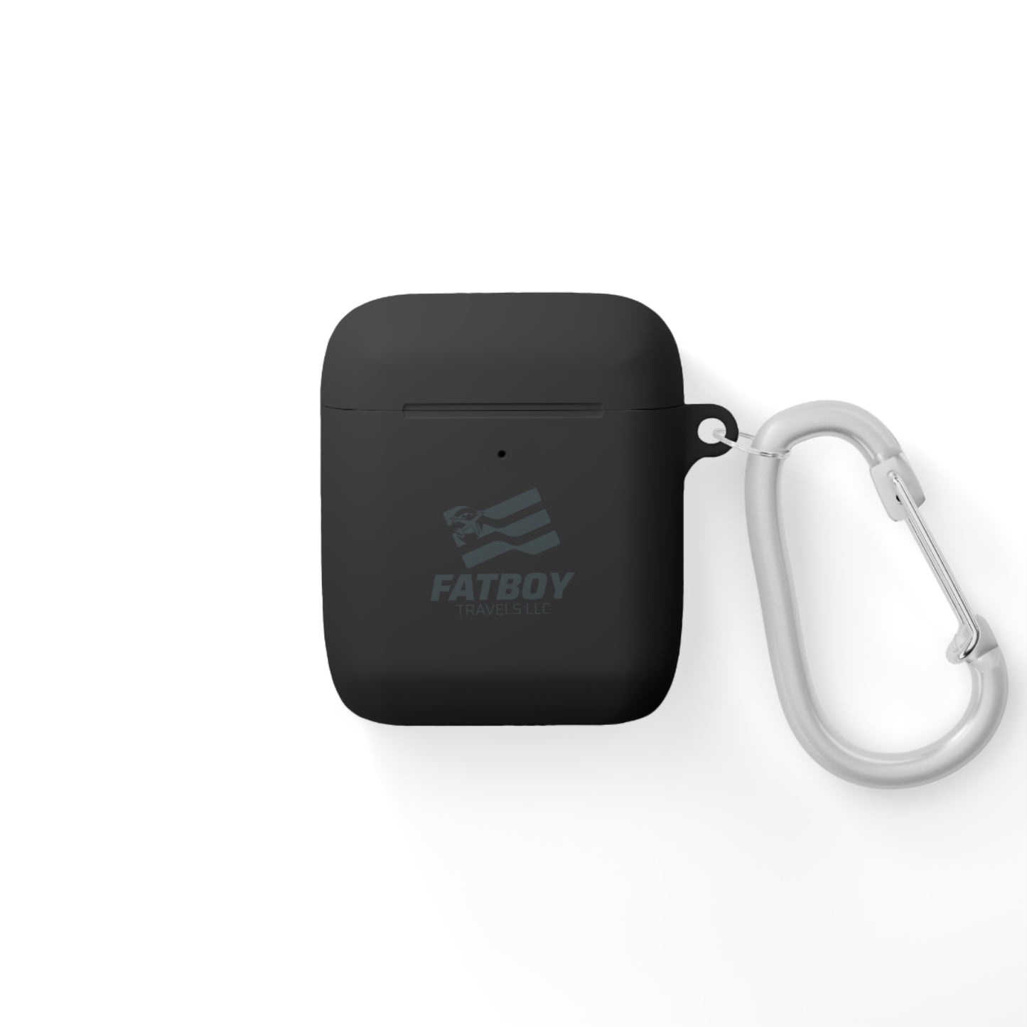 AirPods Case — "FATBOY Travels LLC" Logo Protective Cover with Carabiner