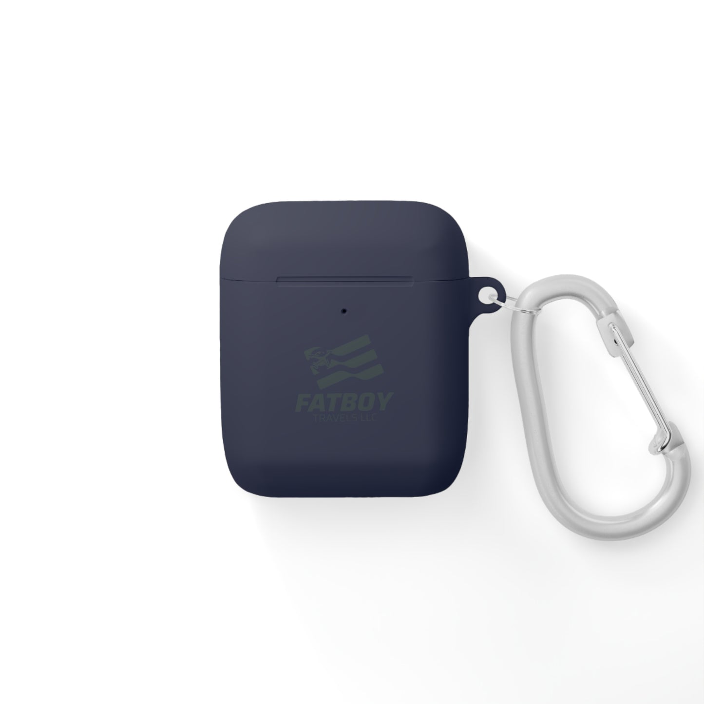 AirPods Case — "FATBOY Travels LLC" Logo Protective Cover with Carabiner