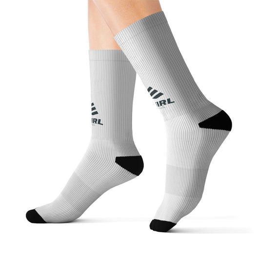 Sporty Sublimation Socks — 'GIRL' Logo Athletic Crew Socks