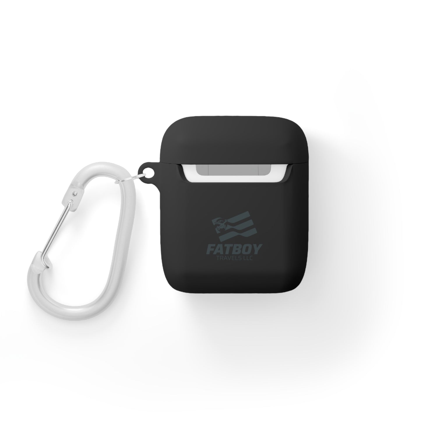 AirPods Case — "FATBOY Travels LLC" Logo Protective Cover with Carabiner