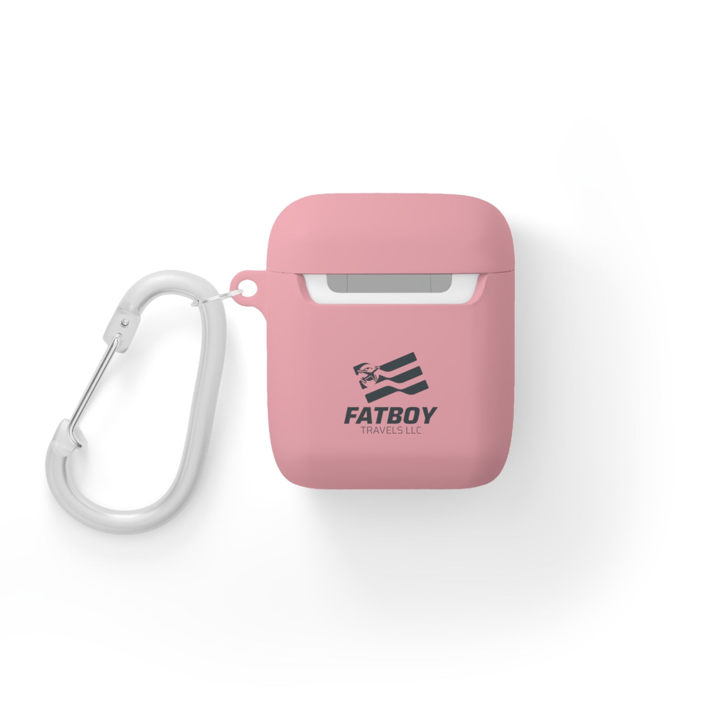 AirPods Case — "FATBOY Travels LLC" Logo Protective Cover with Carabiner