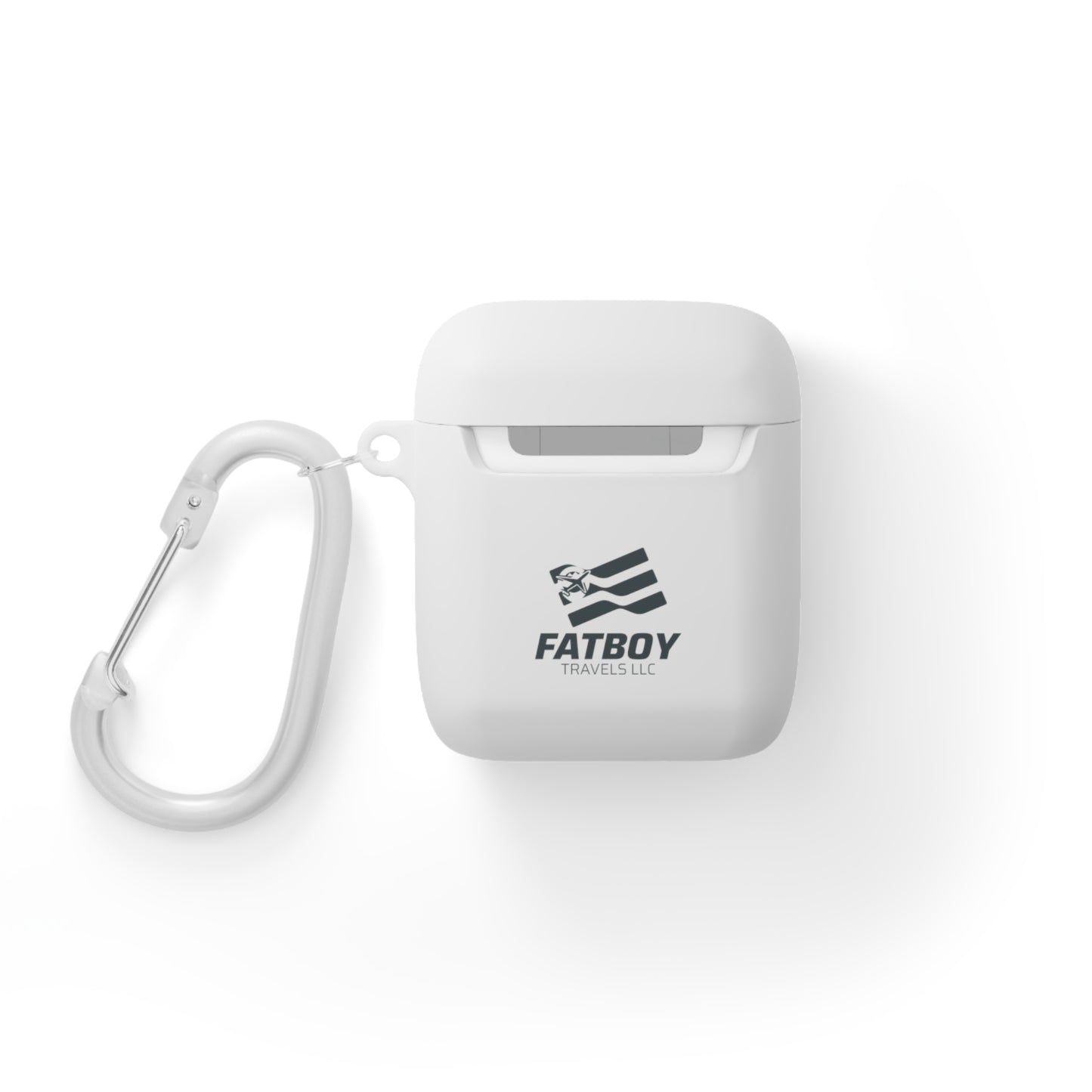 AirPods Case — "FATBOY Travels LLC" Logo Protective Cover with Carabiner