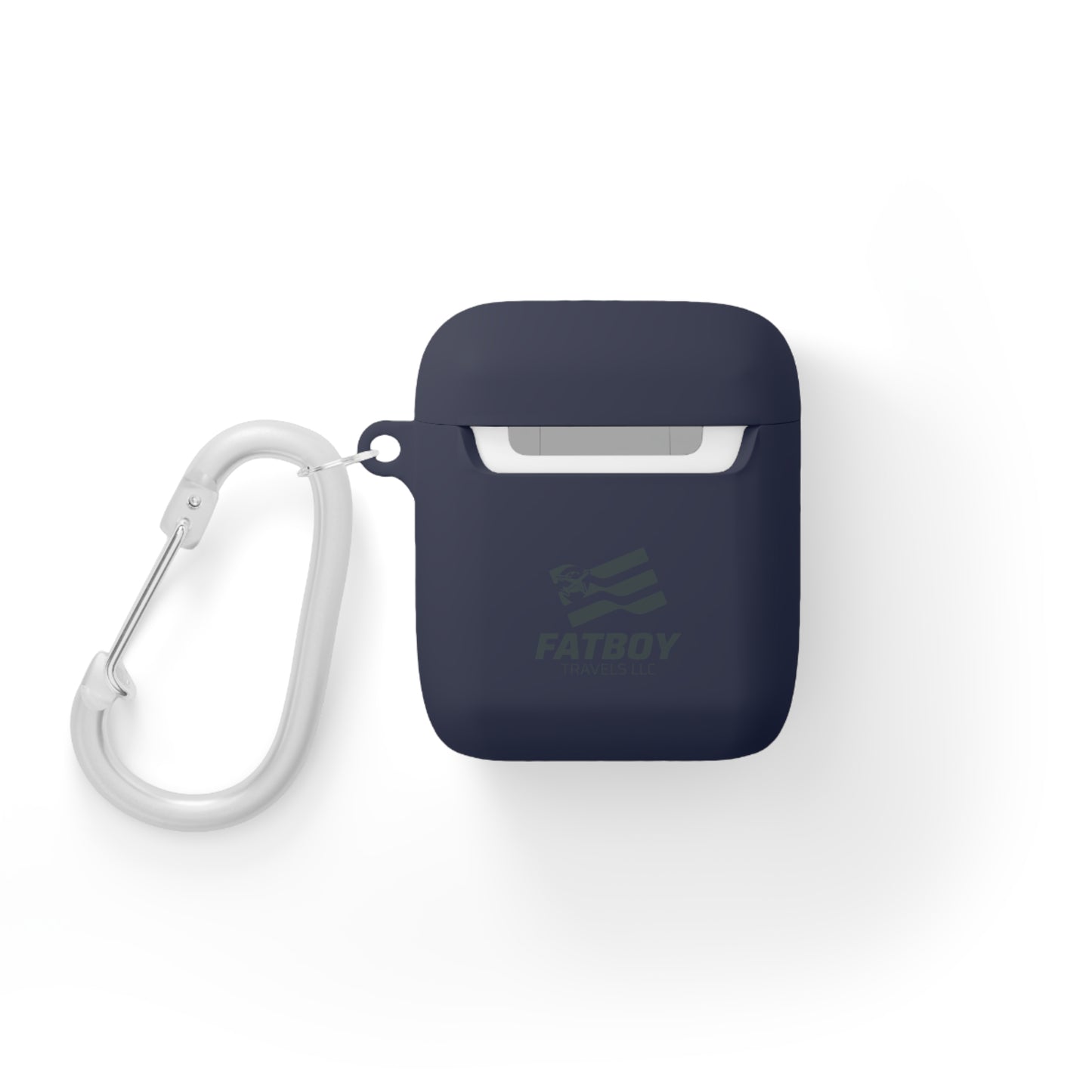 AirPods Case — "FATBOY Travels LLC" Logo Protective Cover with Carabiner