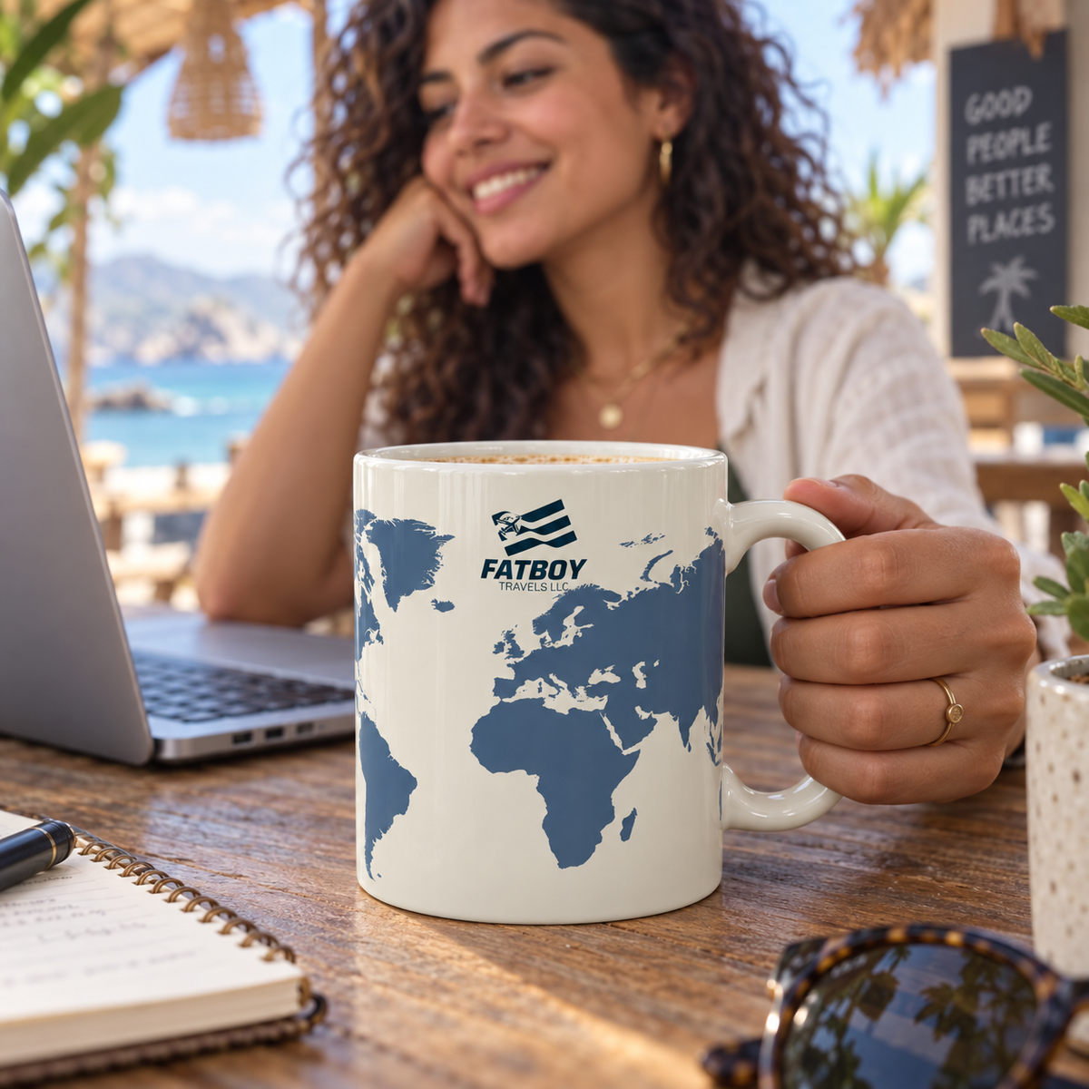 mug in a natural travel setting — lifestyle mockup