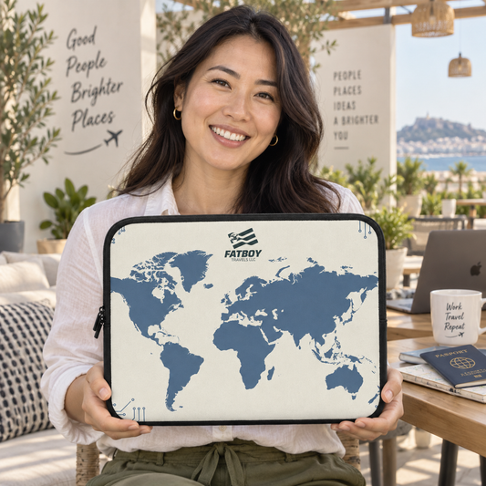 sleeve in a natural travel setting — lifestyle mockup